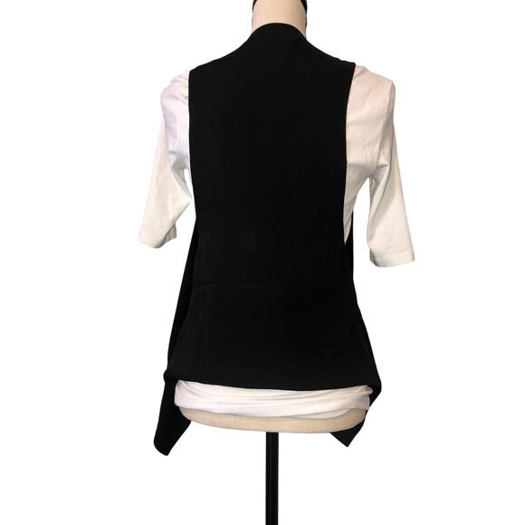 Vest Black Asymmetric Size S Layers Button Front Top Lagenlook Korean Style Goth - Picture 3 of 6